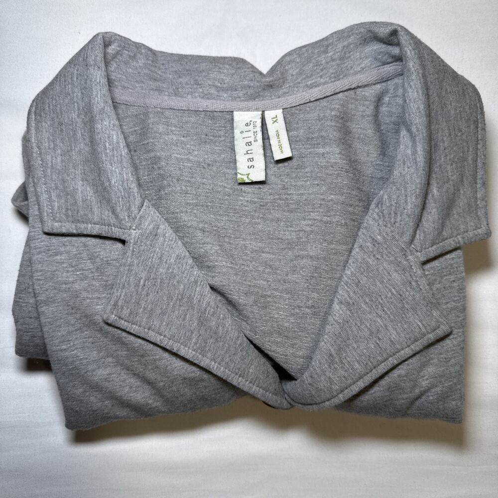 Sahalie Heather Gray Pleated Stretch Button Jacket Coat Pockets Womens Size XL - Picture 13 of 13